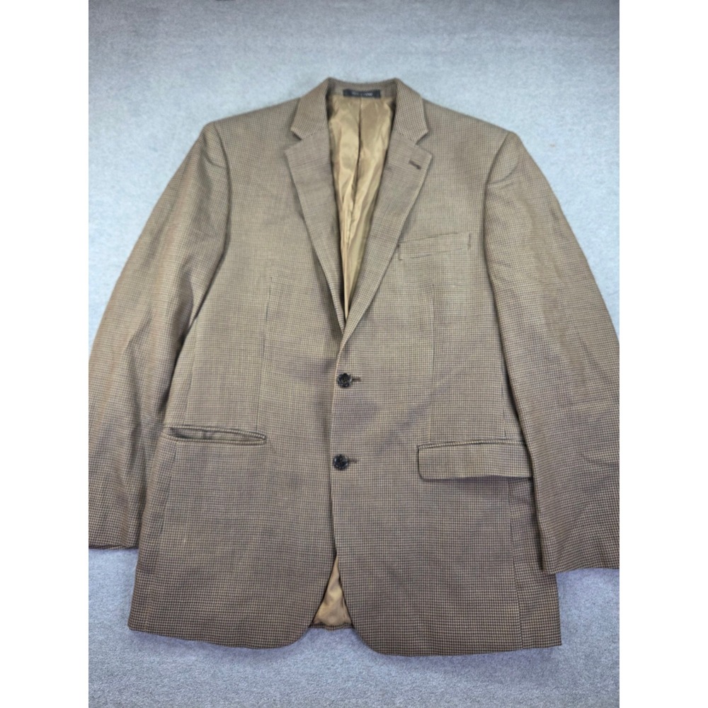 Lauren Ralph Lauren Mens Houndstooth Two Button Blazer Sport Coat 42R Brown Blue